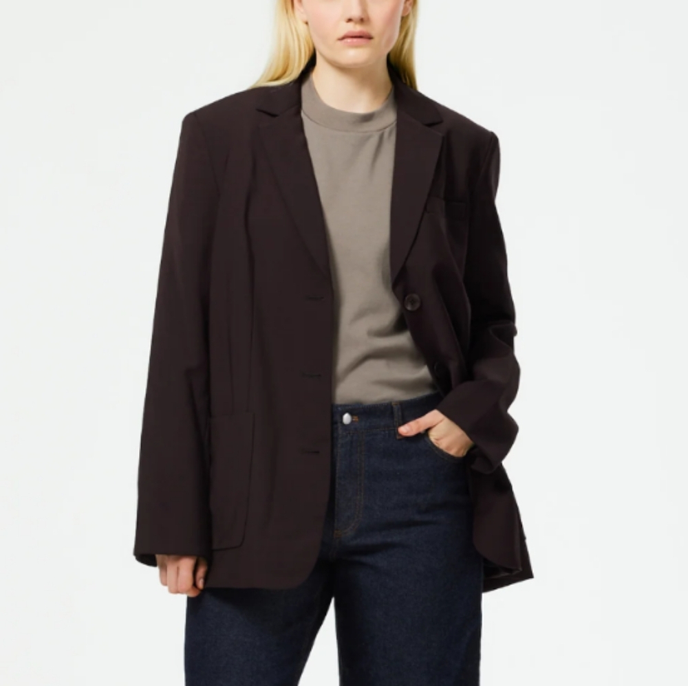 Tibi tropical wool Max blazer 12 in dark brown